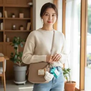 [라일리] Rly 귀여운 곰돌이 가방키링 4개세트 백참 가죽 네임