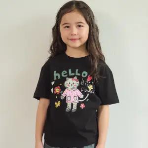 KIDS 헬로 플라워 반팔티 블랙