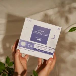 내츄럴코튼 100%순면 입는오버나이트 4px5팩 외 시그니처 생리대 중형 대형 와이드롱팬티라이너