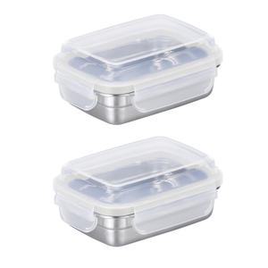 스텐락 밀폐용기 큐브 직사각 3호 350ml 2개 세트, 1개