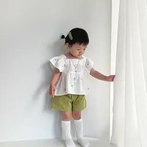 [보리보리/조이멀티]잔꽃자수 아동 린넨 블라우스 반바지세트 205164