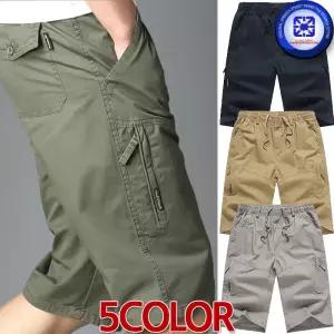봄여름 VERTICAL 남성 세로지퍼 5포켓 허리밴드 7부 크롭 반바지 일자바지 5칼라