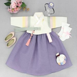 여아한복 보드레 아이 색동 저고리 보라 아동 여자 아기 고급 명절한복