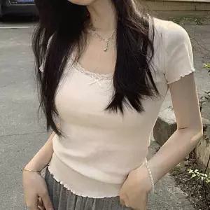 데일리 여리핏 스퀘어넥 레이스 반팔티 RNR-0089