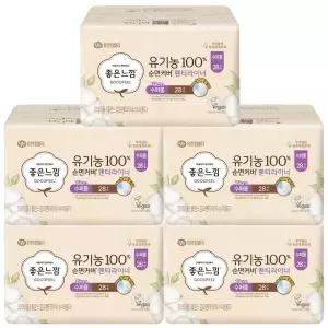 좋은느낌 유기농 순면 수퍼롱 팬티라이너 28p x5개