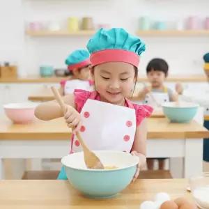 어린이 요리사복 앞치마 모자 세트 쉐프 쿠킹클래스 유아 아동 주방 요리 복장 압치마 위생