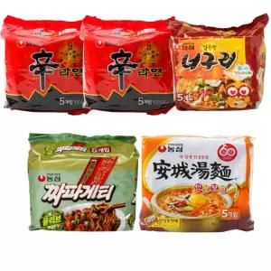 신라면 10입+안성탕면 5입+너구리 5입+짜파게티 5입 (총 25봉)