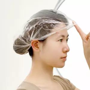 모자 염색 일회용 두건 100매 목욕 미용실 파마 머리망 머리 샤워 비닐 덮개 헤어 위생 1회용 캡 방수 팩
