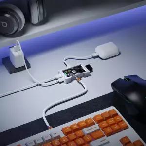 HM ZNEO 게이밍 USB 허브 23포트 8KHz 독립 전원 공급 스크린 게임 분위기 데스크 에 트렌디