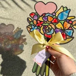 5인용 셀로판지놀이 썬캐쳐 카네이션 꽃다발 만들기 실버미술 어르신미술 시니어