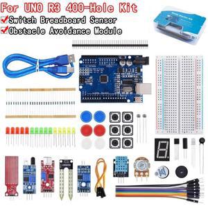 400개 타이포인트 브레드보드 DIY 프로젝트 스타터 키트 UNO R3용 전자 부품 세트 박스