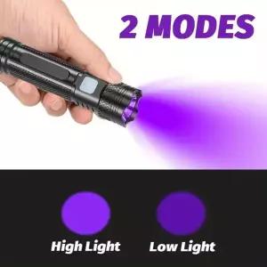 365nm UV 손전등 USB-C 충전식 생활 방수 자외선 토치 라이트 휴대용 미니 365nm 보라색 라이트 심지