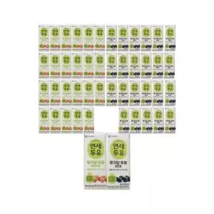 연세두유 무가당 두유 190ml 오리지널 24팩 + 검은콩 24팩 (총 48팩)