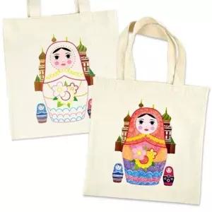 러시아 인형 에코백 꾸미기 천가방 색칠하기 만들기 키트 재료 DIY 세트 도안인쇄형