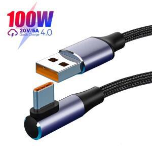 6A USB 좌우 각도선 90도 데이터 케이블 100W PD 고속 충전 라인 A to 타입 C 노트북 및 휴대폰 핸드폰용