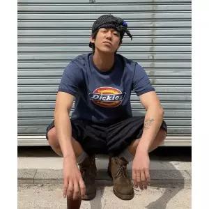 디키즈 DICKIES 트리 로고 링거 티셔츠 Navy DIKU251LRTS005NV 396645