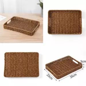 센스 OEB661W5 사각 라탄짜임 트레이 35x25cm 수납바구니