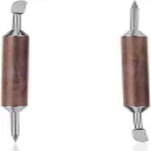 2pcs 라떼 아트 펜 나무 손잡이가 있는 스테인리스 스틸 커피 드로잉 도구 양끝 조각 바늘 시나몬 바리스타