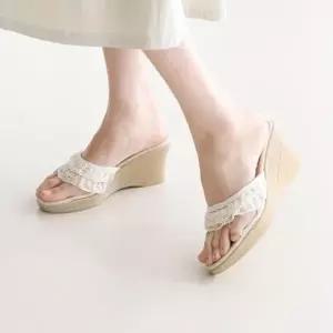 [옷자락]여자 데이트룩 러블리 레이스 웨지 플랫폼 샌들