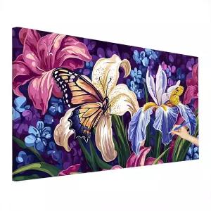 꽃 숫자 키트 색칠하기 손으로 직접 칠하는 DIY 페인트 바이넘버 색칠공부 성인을 위한 만든 나비 그림 벽
