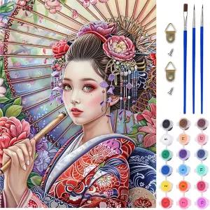 숫자 유화 여성 Paint by Numbers 꽃 손으로 직접 칠한 DIY 그림 디지털 회화 인테리어 초보자와 어른