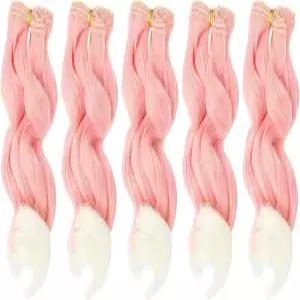 파티킬 15cm 인형 헤어 웨프트 5Pcs 소프트 합성 웨이브 가발 익스텐션 액세서리 DIY 공예 핑크 화이트