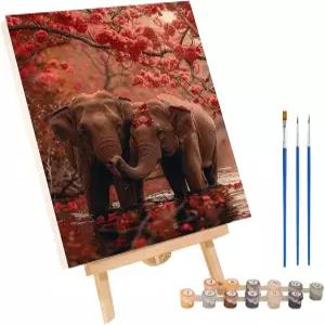 코끼리 숫자 유화 DIY Paint by Numbers for Adults 꽃 색칠하기 키트 초보자용 페인트 바이 넘버 어른을