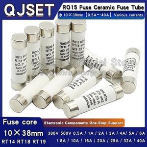 유리관퓨즈 휴즈 10개 R015 10 4A 380V 10X38MM 16A 고속 5A 40A 8A 500V RT19 3A 세라믹 20A 38 RT18 25A 32A 블로우 RT14 10A 6A 1A RO15 퓨즈 2A