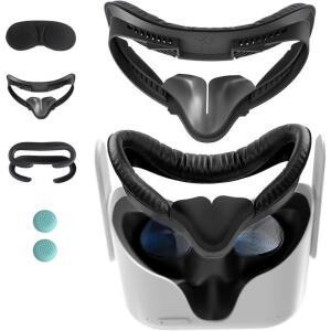 Oculus Quest 2 액세서리용 가죽 땀 인터페이스 안면 코 폼 6 in 1 세트 커버 Han sen 2개 VR 페이스 쿠션 방지 브래킷 패드 교체 쉐이크 스틱