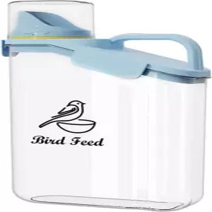 브라보토 새 씨앗 보관 용기 휴대용-3 Qt/2.8L 투명 플라스틱 애완동물 사료 - 계량컵 포함 해바라기 밀폐