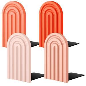 Harloon 4Pcs 보호 아치 나무 책꽂이 미끄럼 방지 금속 베이스가 있는 장식용 무지개 5x3x4 인치 책을 위한 귀여운 선반 장식 홈 오 서재 책상 정리함 빈티지 색상