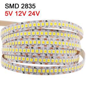 5V 12V 24V 2835 Led 스트립 5m 3006002400 픽셀 테이프 SMD 3528 Fiexible 라이트 바 캐비닛 조명 아래