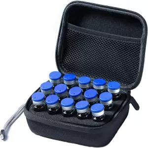 JFGLORIX 인슐린 냉장고 홀더 보관 케이스 바이알 프로텍터 쿨러 여행 정리함 표준 10ml U-100 15슬롯 블랙