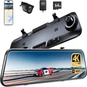 Pelsee P12 플러스 4K 후방 뷰 미러 카메라 ADAS 및 BSD 포함 5.8GHz WiFi 대시 캠 전면 후면 차량용 백업