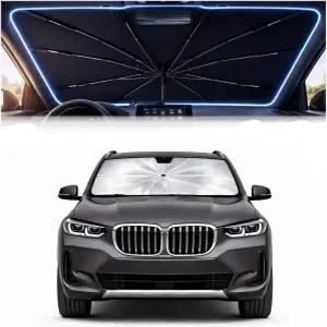 보눌리 2026 업그레이드된 자동차 앞유리 선쉐이드 우산 - BMW X3 2018-2024 맞춤형 간편한 설치 자외선