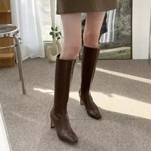데일리롱부츠 베이직 슬림코 와이드 옆지퍼 미들굽 롱부츠힐 4fY