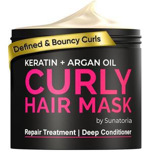 수나토리아 컬리 헤어 마스크 헤어 딥 내추럴 모로코오일 및 케라틴 8.5 Fl Oz 케어 수분 건조 손상 웨이브 곱슬머리