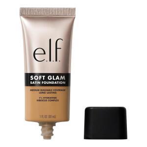 E.L.F. 소프트 글램 파운데이션 미디엄 커버 40 Tan Warm 오래 지속되는 빌더블 파운데이션 새틴 마감 매끄러운 비건 동물 실험 없는