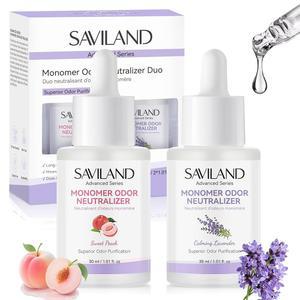 SAVILAND 고급 모노머 드롭 2PCS 냄새 피치 라벤더 향 가정용 DIY용 드로퍼가 포함된 아크릴 네일 액체용 중화제 1.01 fl. oz
