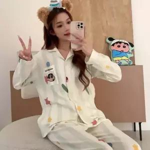 포뇨2 여친 바지 면 가을 파자마 긴팔 편안하고 귀여운 캐릭터 실내복 세트 OPH3