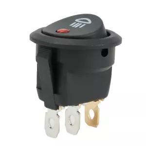 빨간색 LED 표시등이 있는 원형 로커 스위치 12V 20A 안개등 심볼 검은색 ABS 플라스틱 23mm 카 밴 트럭용