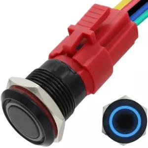 16MM 래치 푸시 버튼 스위치 12V LED가 있는 온오프 자동차용 방수 해상 전선 소켓 플러그가 자동 잠금되는