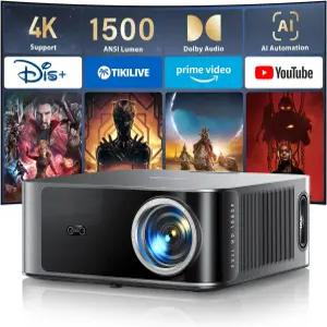 1500 ANSI/36W 돌비 오디오/APPS 스마트 프로젝터-4K WiFi6 및 양방향 블루투스 지원 AI 오토 포커스