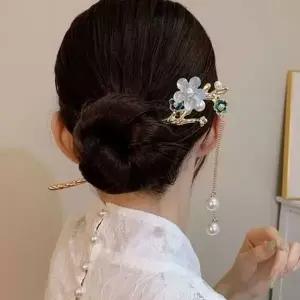 단아한 한복 뒤꽂이 웨딩 한복 머리 장식 진주 비녀 헤어셀프