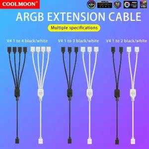 호환 COOLMOON ARGB 스플리터 데스크탑 PC용 보호 캡 포함 ARGB 익스텐션 케이블 전선가리개 범용 30cm 메