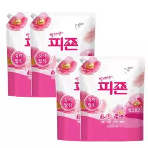 피죤 강력탈취 섬유유연제 핑크로즈 리필, 2300ml, 4개