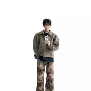 코아픽샵 남자 키작남 가을 자켓 봄 숏 스웨이드 빈티지 라이더 아우터 미니멀 빳빳한 오버핏 상의 꾹3