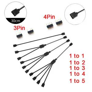 ARGB 5V 3Pin 연장 케이블 어댑터 30cm 1  1 2 3 4 5 MSI A SUS ASRock AURA LED 용 12v 4pin RGB 분배기