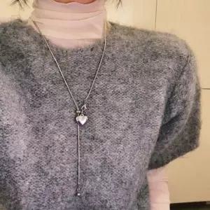 [하프클럽/]데일리 슬라이드목걸이 실버 롱드롭 하트 목걸이