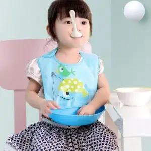 애기용품 유아 아기 식사 이유식 받침 분리 턱받이 고래